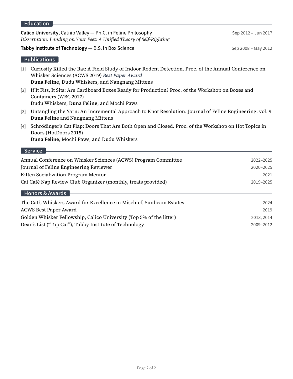 Canonical resume, page 2